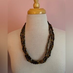 Vintage Three Strand Tiger’s Eye Nugget Necklace